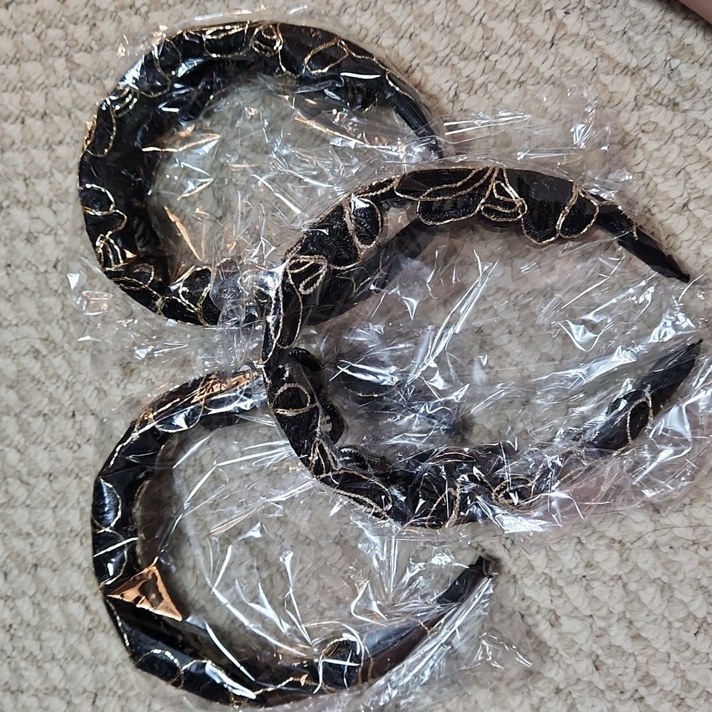 3 Elegant Black and Gold Headband